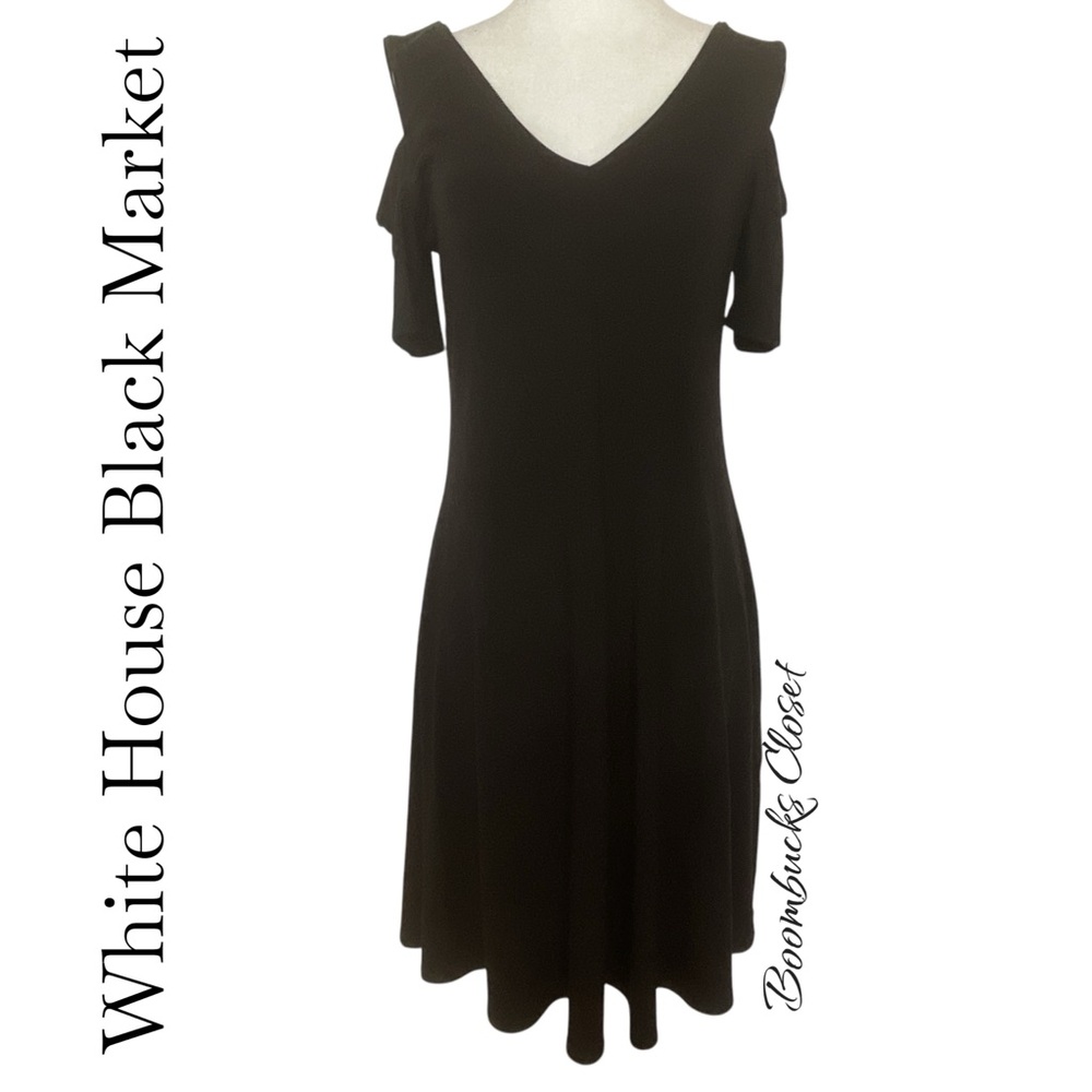 White House Black Market Black Dress short sleeves cold shoulder xs